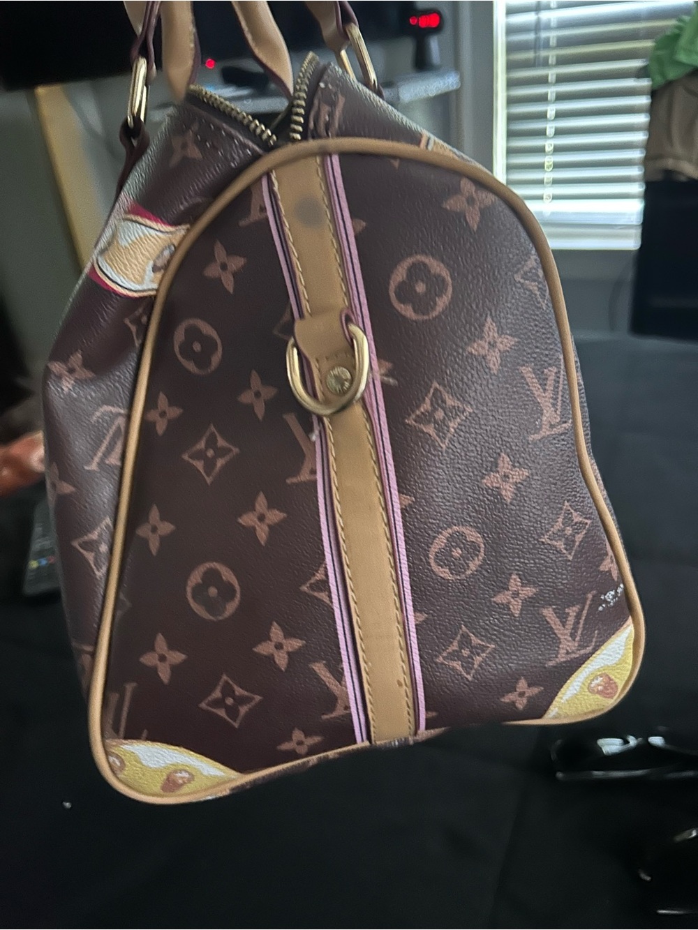 NOT-Louis Vuitton Brown Monogram Satchel with Pink Accents - Picture 4 of 10